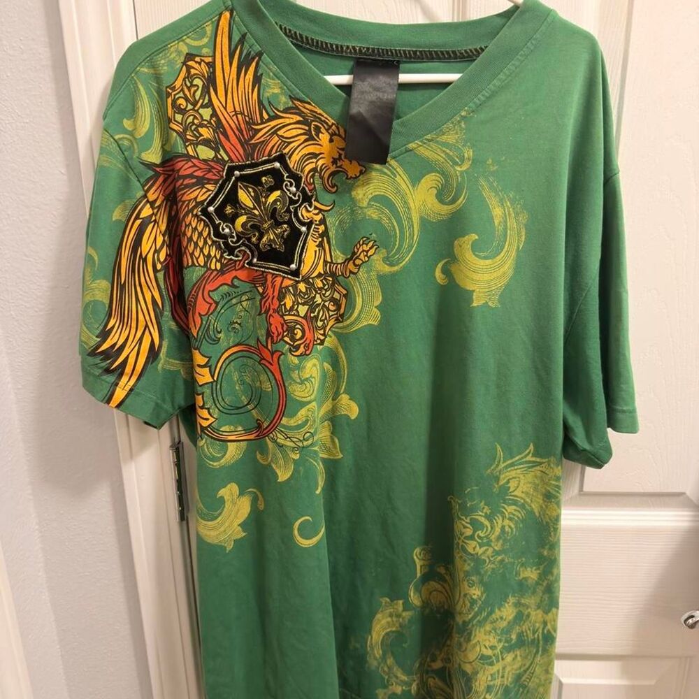 (2007-2012) Raw Blue Ascendance Lion V-Neck Tee - Yellow - XL